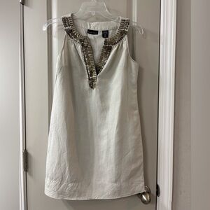 New York & Company Khaki Embellished Mini Dress